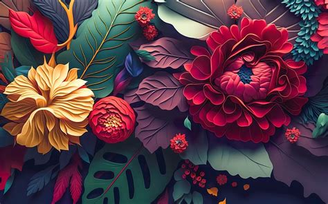 Flowers, digital, art, fantasy, red, flower, texture, orange, pattern, HD wallpaper | Peakpx