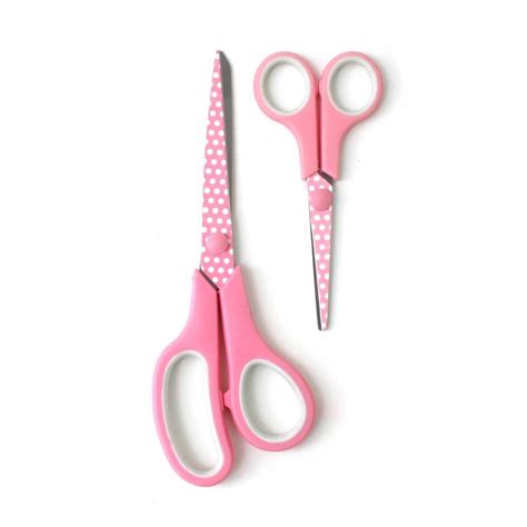 Hemline Dotty Pink Soft Grip Scissors Set 2 Pieces | Hobbycraft