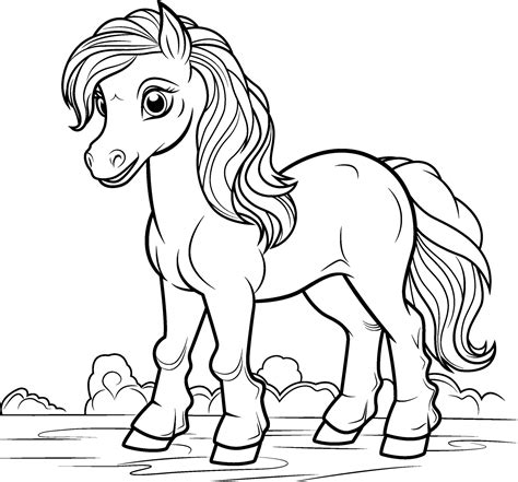 A black and white drawing of a baby horse 26761928 Vector Art at Vecteezy