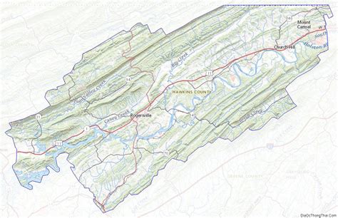 Map of Hawkins County, Tennessee