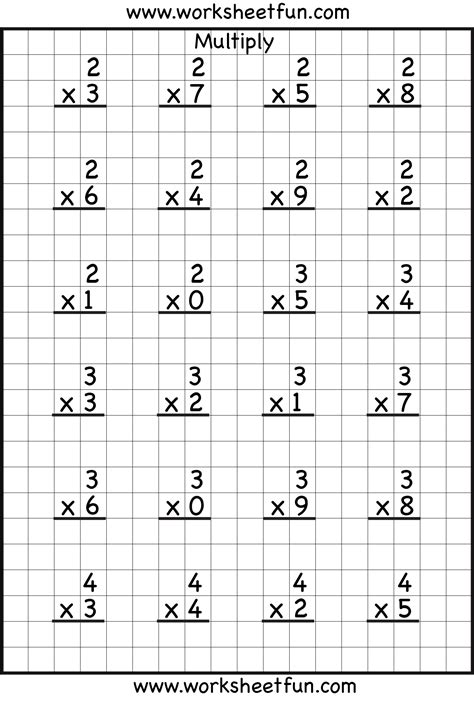 Free Multiplication Printable Worksheets