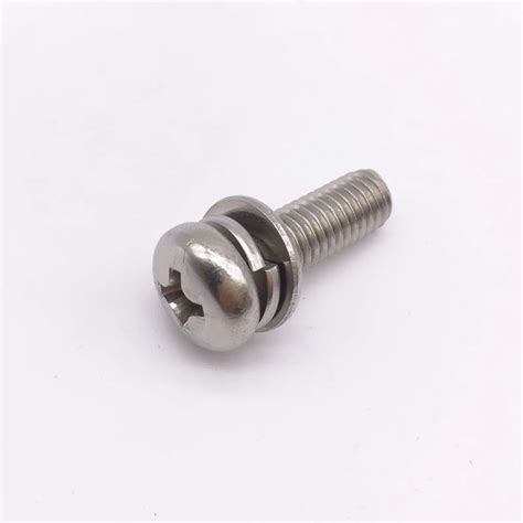 M6 x 16 SEMS Screw Phillips Driver Polished Cross recessed pan head screws with plain and spring ...