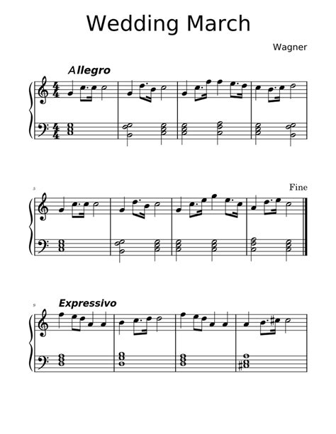 Here comes the Bride - Wagner Sheet music for Piano (Solo) | Musescore.com