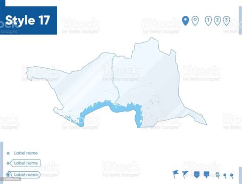 Atyrau Kazakhstan Map Isolated On White Background With Water And Roads ...