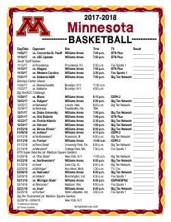 Printable 2017-2018 Minnesota Golden Gophers Basketball Schedule