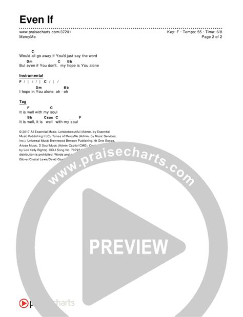 Even If Chords PDF (MercyMe) - PraiseCharts