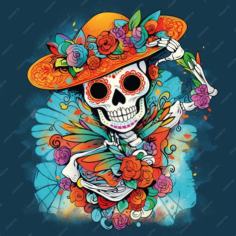 Premium AI Image | thisrt design day of the dead skull illustration