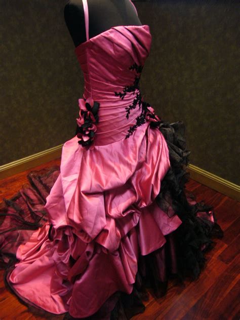 Pink and Black Wedding Dress Gothic Bridal Gown Custom Made to Your ...