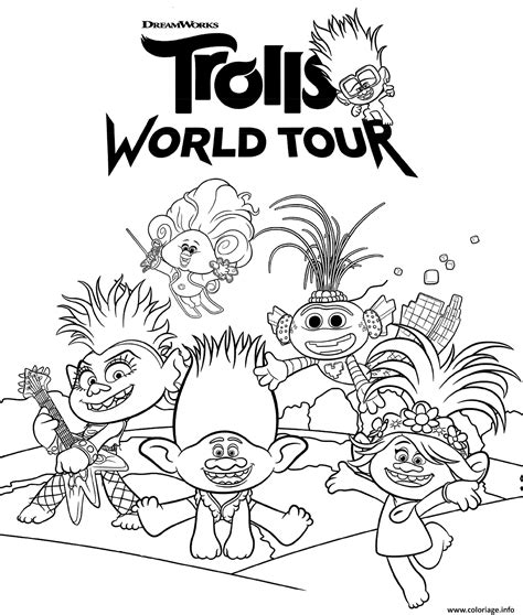 Coloriage DreamWorks Trolls 2 World Tour - JeColorie.com