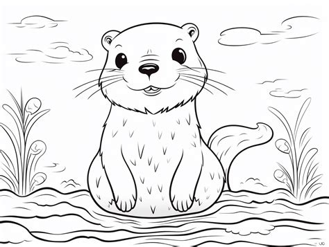 Printable Otter Coloring Sheet - Coloring Page