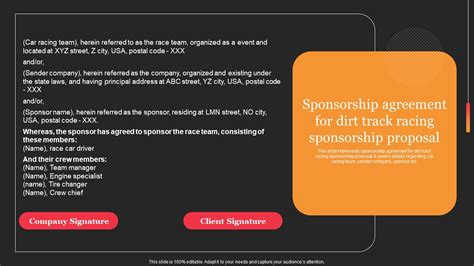Sponsorship Agreement For Dirt Track Racing Sponsorship Proposal For Drivers Event Proposal ...