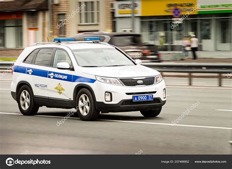 Moscow Russia July 2018 Russian Police Car Streets Moscow Motion ...