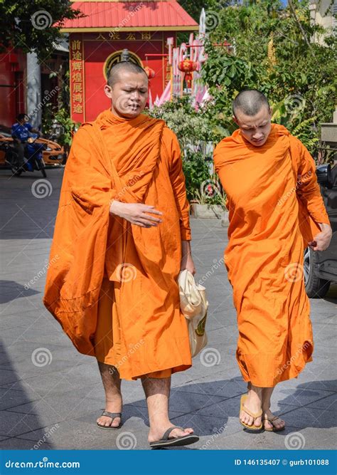 Buddhist Monks Walking in the Street, Bangkok, Thailand Editorial Photography - Image of monks ...