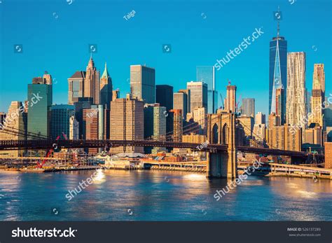 Skyline Downtown New York Brooklyn Bridge Stock Photo (Edit Now) 526137289