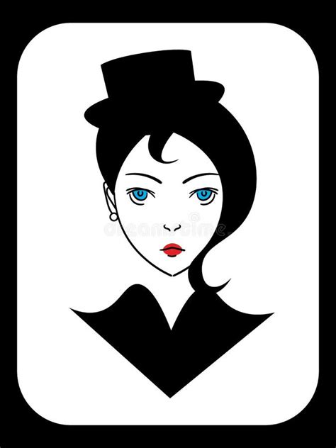 Black and White Icon with Vintage Lady Stock Vector - Illustration of magician, lady: 181043317