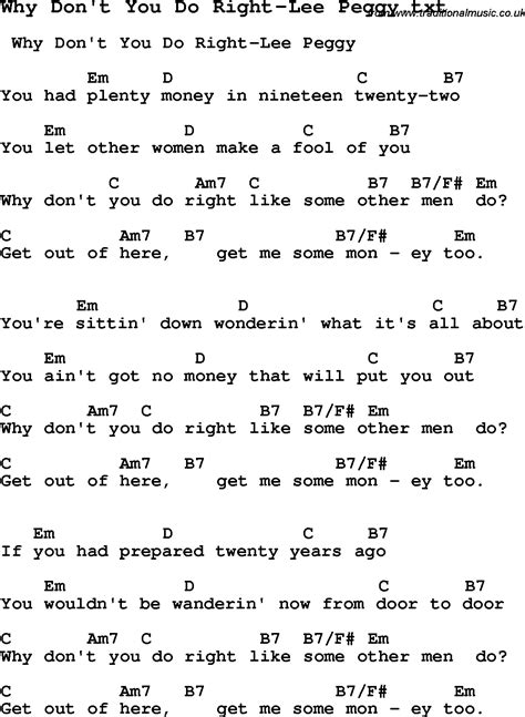 Jazz Song - Why Don't You Do Right-Lee Peggy with Chords, Tabs and ...