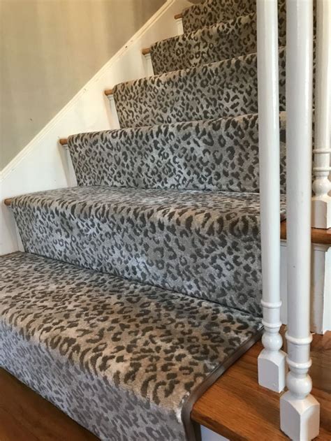 Gray leopard print runner | Stair runner carpet, Buying carpet, Staircase design