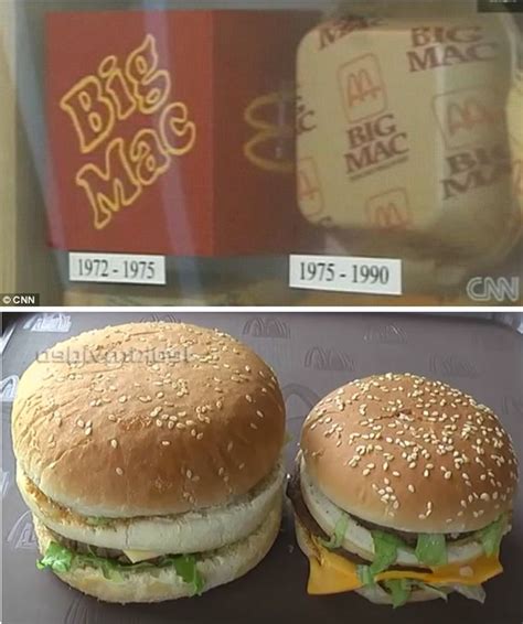 mcdonald s through the years | Size comparison of McDonald's Big Mac ...