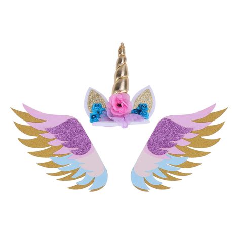 Unicorn Wings Cake Topper Glitter Paper Cake Insertion Card Cake Decoration Cupcake Toppers ...