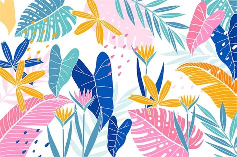 Free Vector | Tropical leaves background for zoom