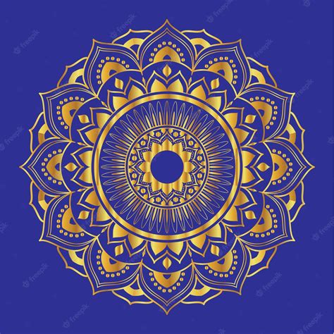 Premium Vector | Gold mandala with a blue background.