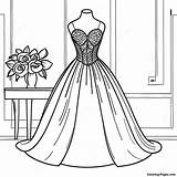 Elegant Evening Dress Coloring Page  Pagescom sketch template