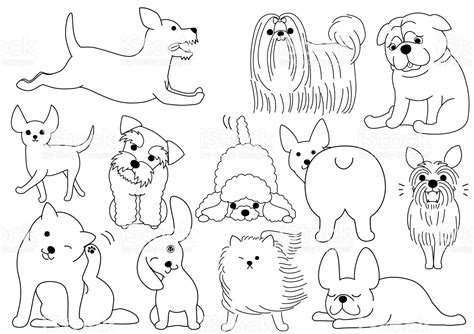 dog doodle line art set - Royalty-free Dog stock vector Dog Line Art, Dog Art, Dog Illustration ...