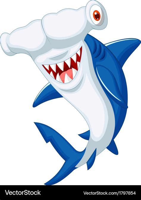 Cute hammerhead shark cartoon Royalty Free Vector Image