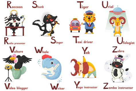 Alphabet Flashcards Bundle for Kids | Cute animal profession By Boo Guevara Shop | TheHungryJPEG