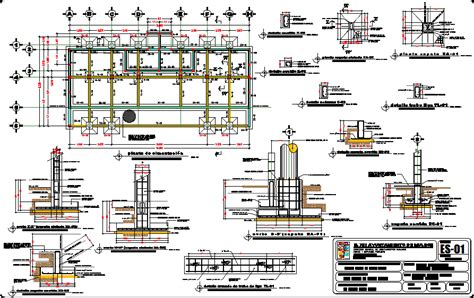 Raft foundation plan and section detail dwg file - Cadbull