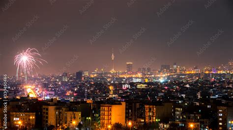 Beautiful and colorful skyline of Tehran city the capital of Iran with ...