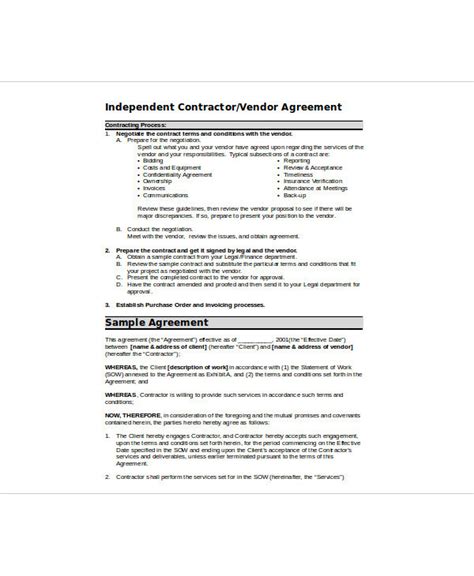 Vendor Agreement - 23+ Examples, Format, Word, Pages, Pdf