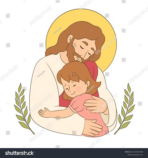 Jesus Hugging Little Girl Feeling Love Stock Vector (Royalty Free ...