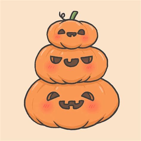 Premium Vector | Halloween cute pumpkins cartoon hand drawn style ...