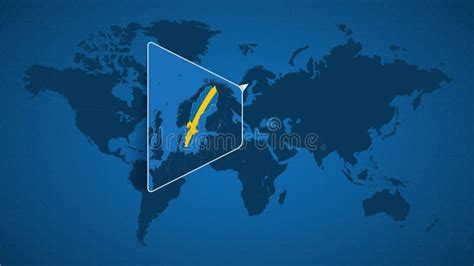 Detailed World Map with Pinned Enlarged Map of Sweden and Neighboring ...