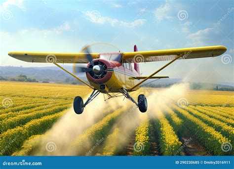 Crop Duster Plane Spraying Crops. Stock Image - Image of flying, clear ...