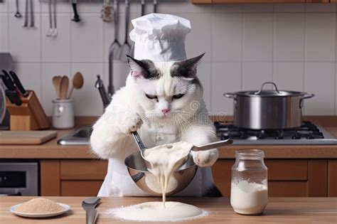 Cat Chef, with Whisk in Hand, Whipping Up Fluffy Pancake Batter Stock Image - Image of recipe ...