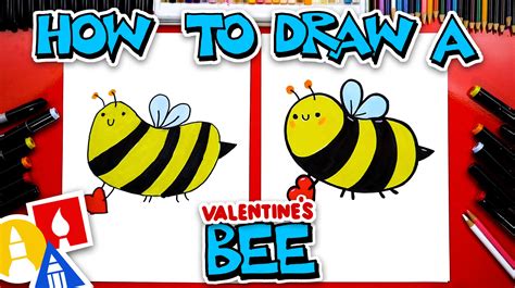 How To Draw A Valentine's Bee - Art For Kids Hub