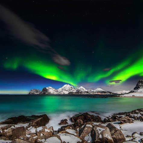 Lofoten Mountains Northern Lights Wall Art | Photography