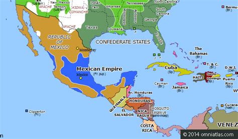 Second Mexican Empire | Historical Atlas of North America (12 June 1864 ...