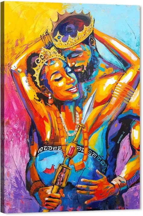 African American Canvas Art Print,Black Love King and Queen Wall Art ...