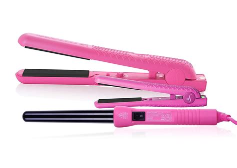 Herstyler Complete Flat Iron and Curling Iron Set, Dual Voltage, Pink ...