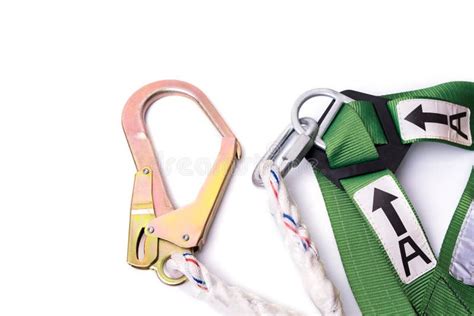 Closeup Fall Protection Harness and Lanyard for Work at Heights Stock ...