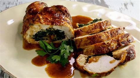 Jacques Pepin's Chicken Ballottine Stuffed with Spinach, Cheese and Bread Stuffing | Recipe ...