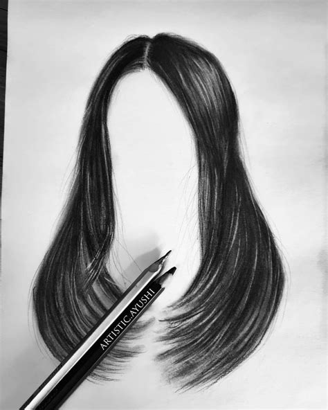 Realistic long straight hairs drawing | Long straight hair, Straight ...