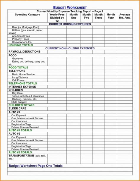 First Apartment Budget Worksheet