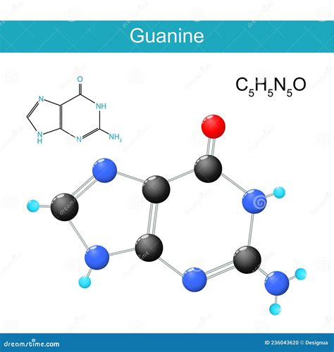 Guanine Molecular Chemical Structural Formula Stock Vector - Illustration of genetic ...