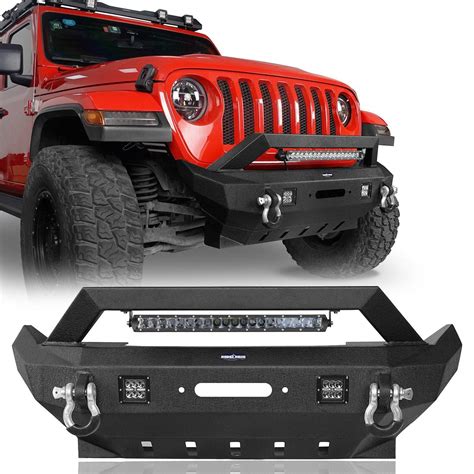 Jeep JL Front Bumper w/LED light for 2018-2022 Jeep Wrangler JL&20-22 Gladiator JT - Bunker 4x4