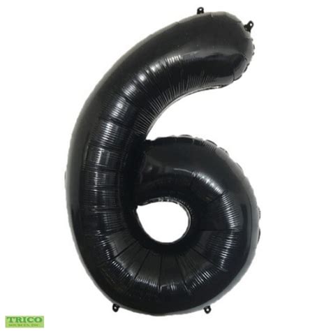 34" Black Number 6 - Foil Balloon | Balloon Warehouse™