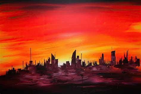 Premium AI Image | Sunset Skyline in Spray Paint Art at sunset